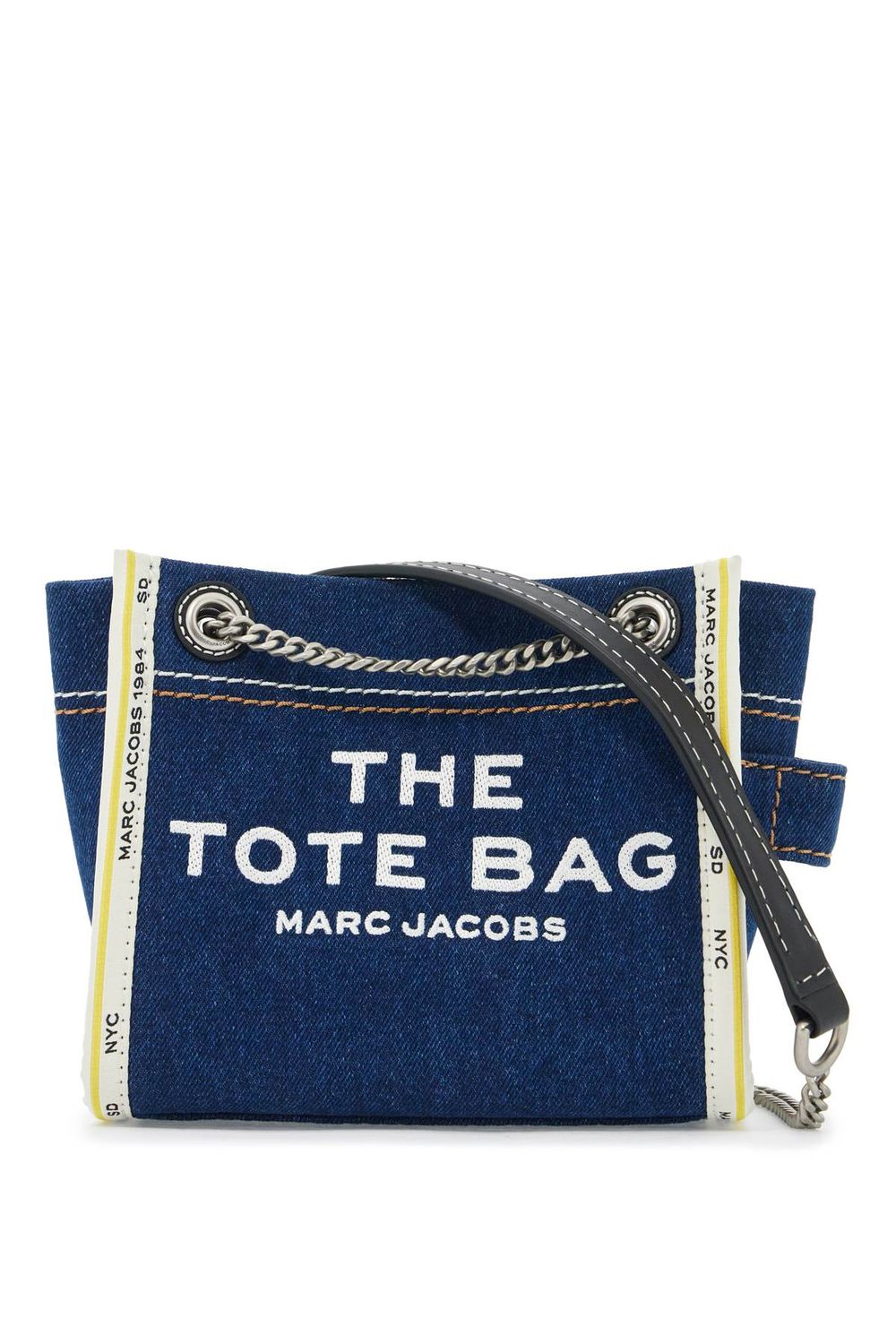 Marc Jacobs TOTE THE MINI DENIM VIVO WHITE LOGOS
