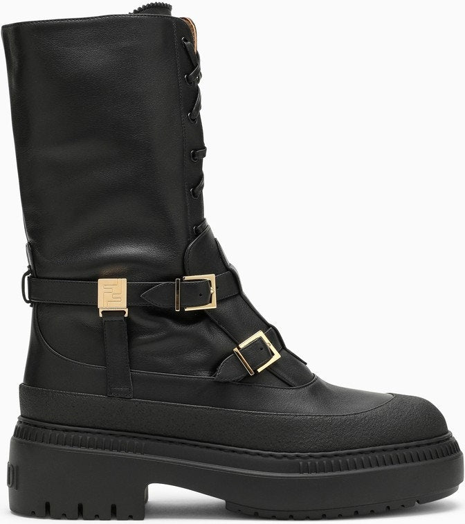 Fendi DELFINA BLACK BIKER BOOT