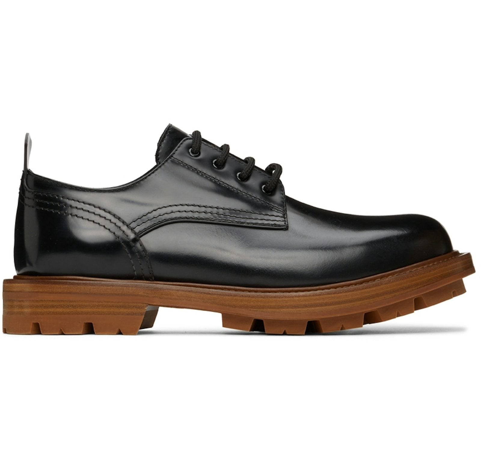 Alexander McQueen Shiny Derby Oxfords Black Brown
