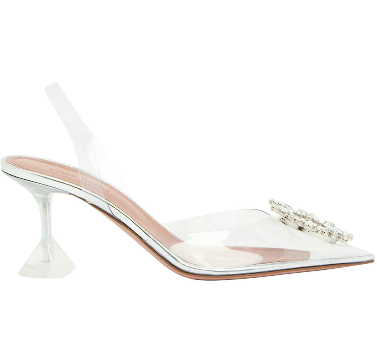 Amina Muaddi Begum 70mm Glass PVC Sling Transparent