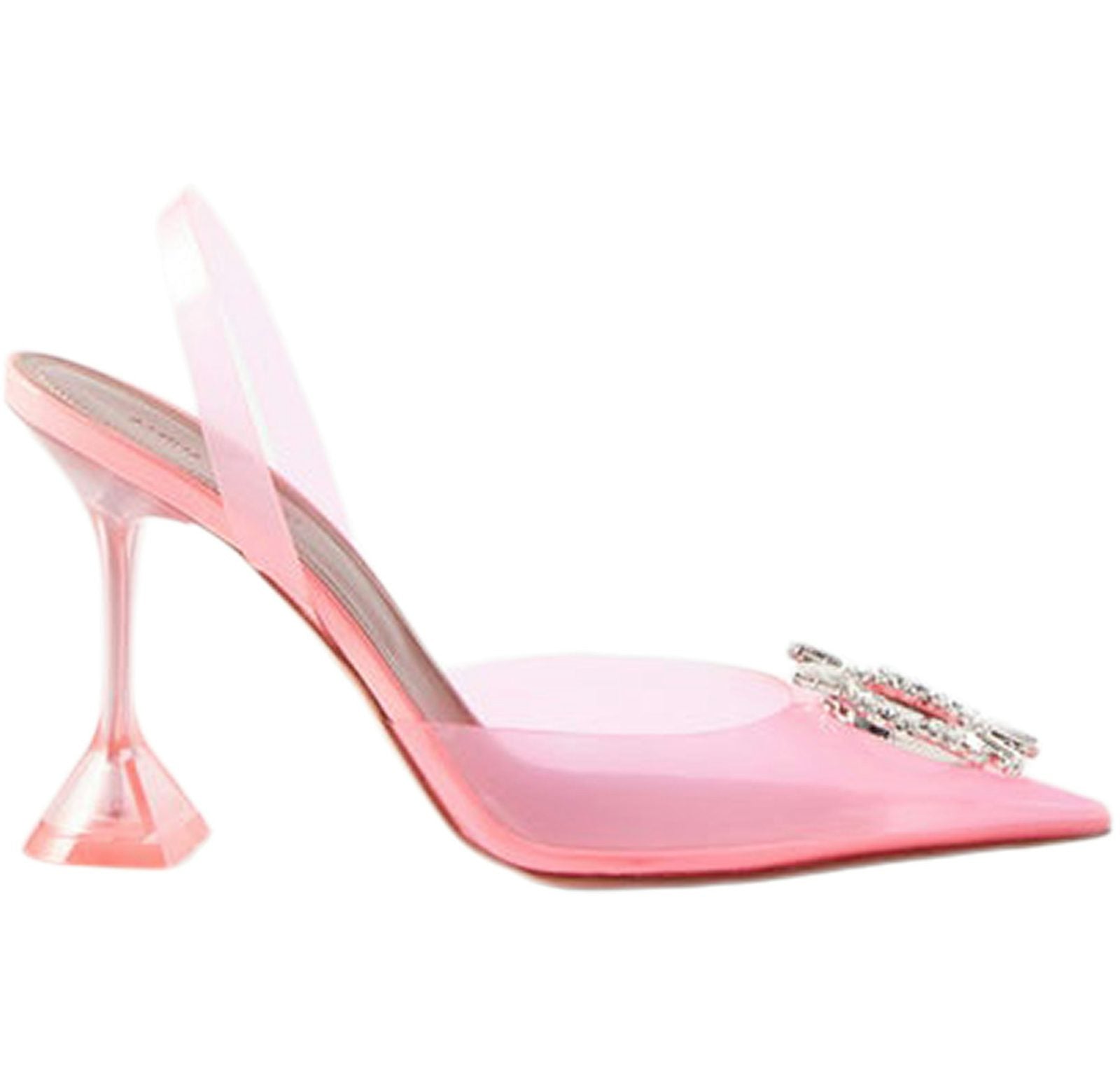 Amina Muaddi Begum 95mm Glass PVC Sling Bubble Pink