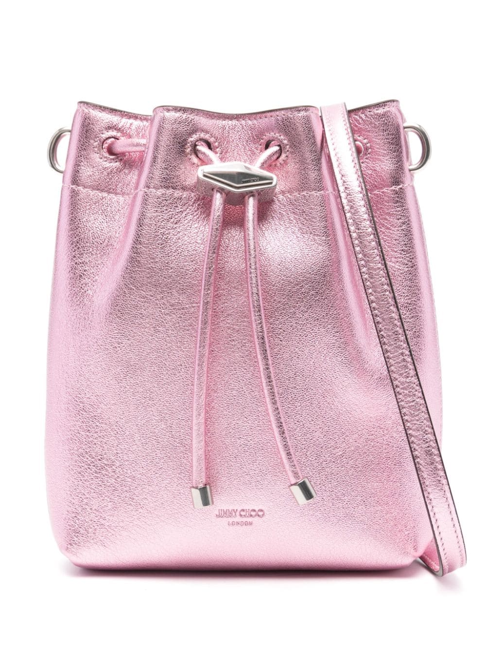 Jimmy Choo BON BON METALLIC LEATHER MINI BUCKET BAG