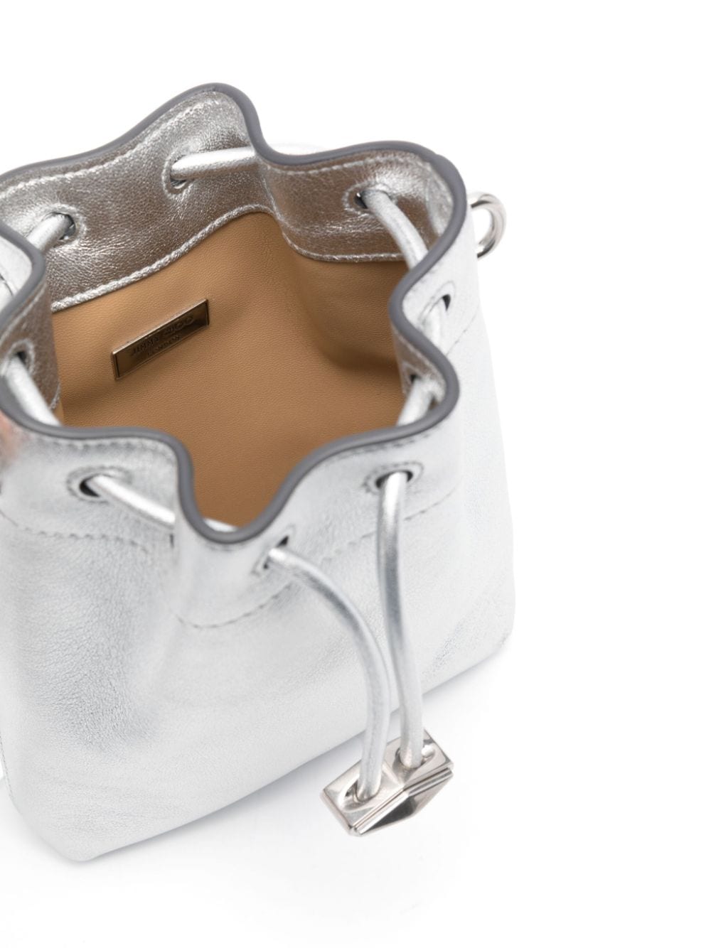 Jimmy Choo BON BON METALLIC LEATHER MINI BUCKET BAG