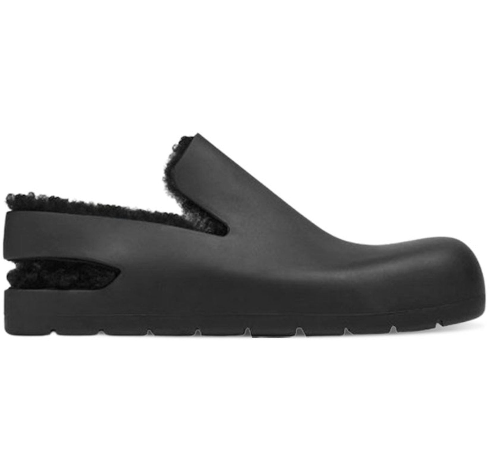 Bottega Veneta Puddle Shearling Rubber Slingback Sandal Black