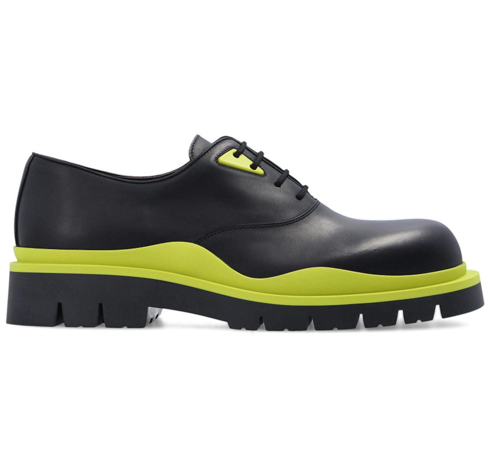 Bottega Veneta Tire Lace Up Leather Shoe Black Kiwi