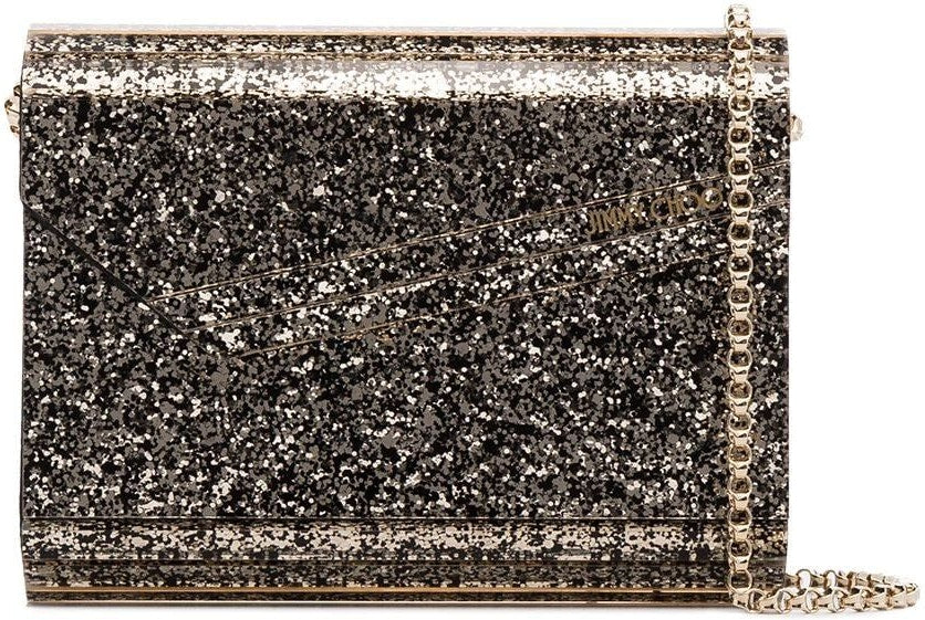 Jimmy Choo CHUNKY GLITTER CHAMPAGNE ACRYLIC MATERIAL TOTE BAG