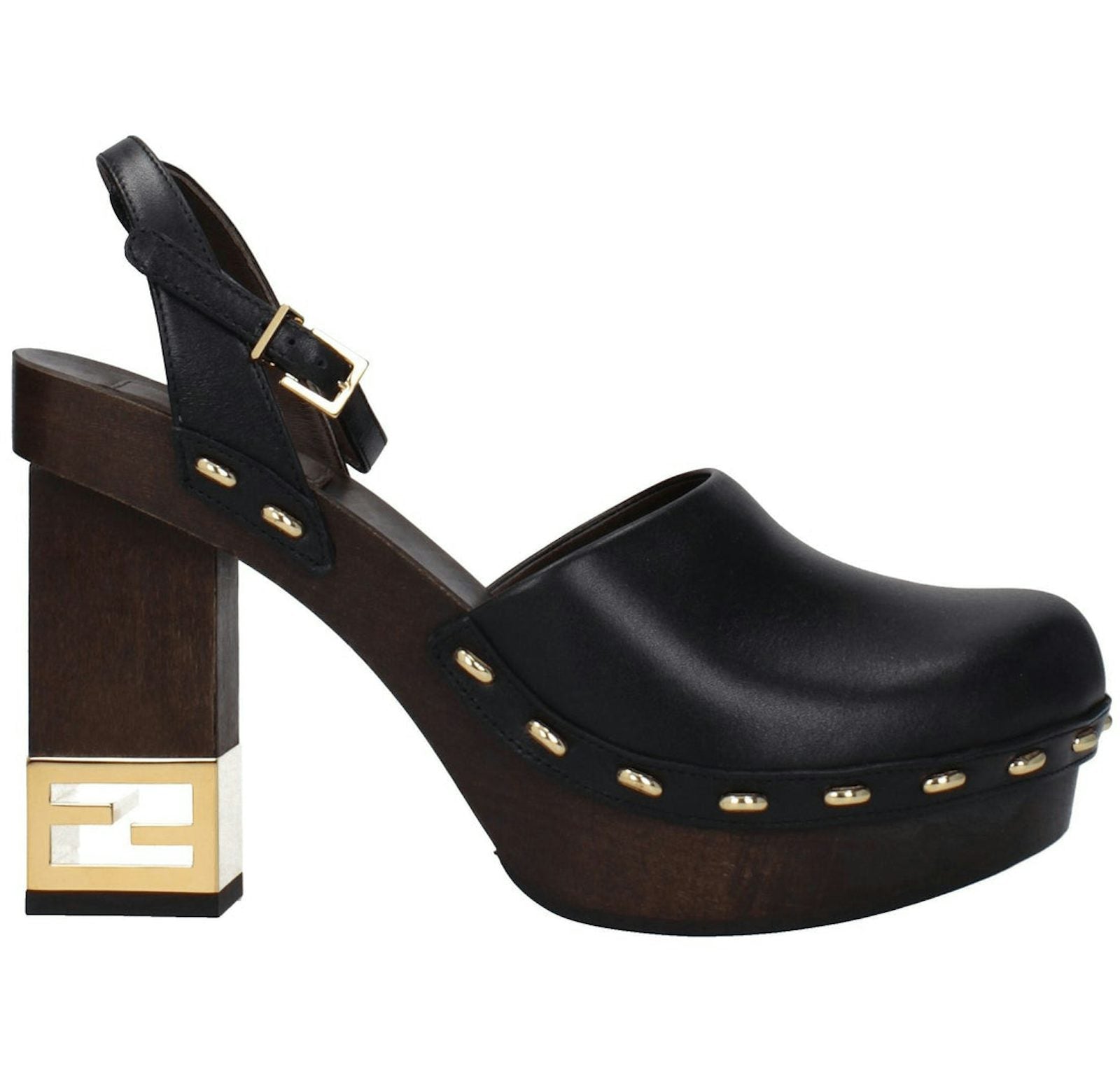 Fendi Vitello Ankle-Strap Clog Black (Women's)