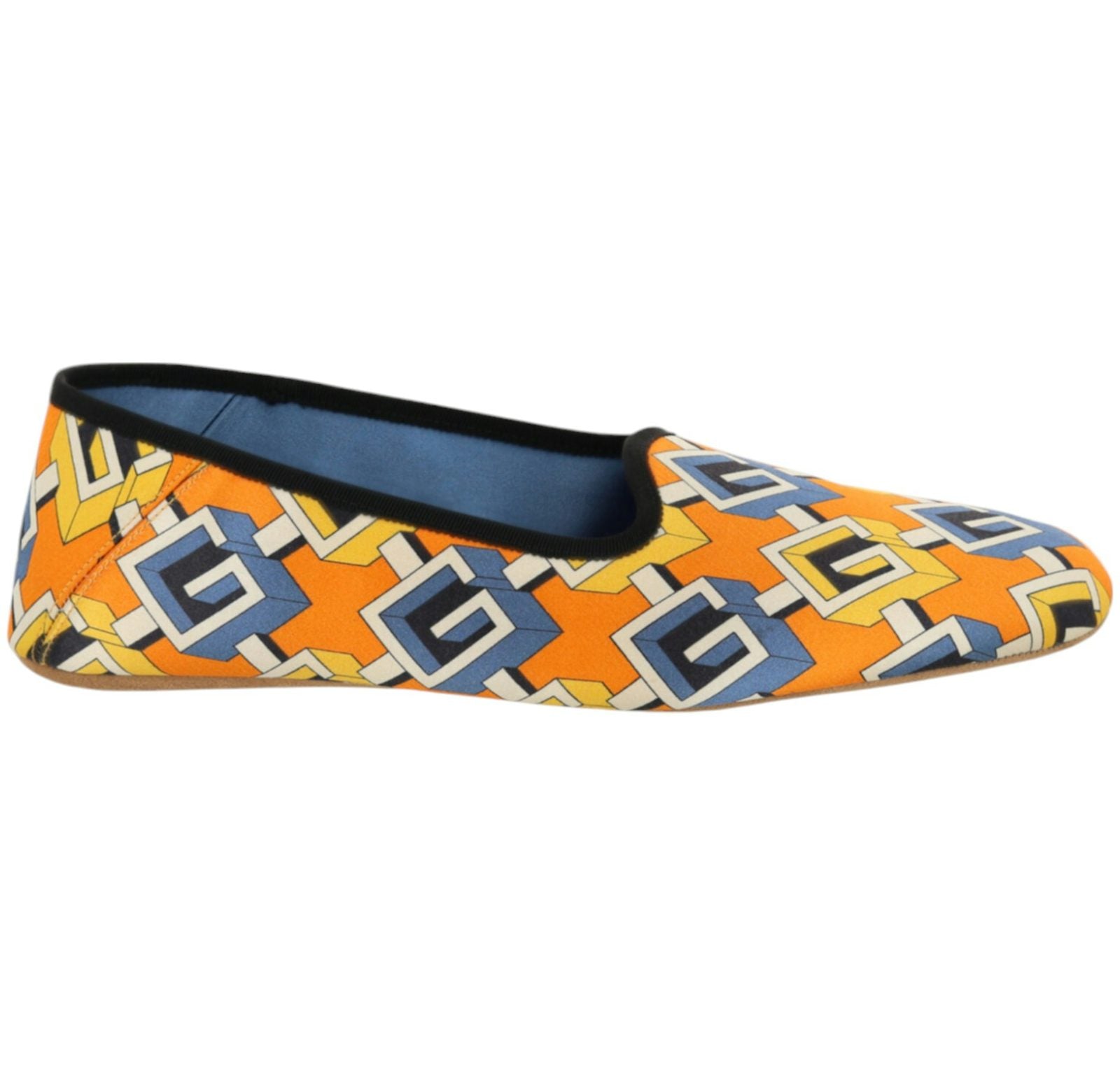 Gucci Geometric G Print Slippers Yellow