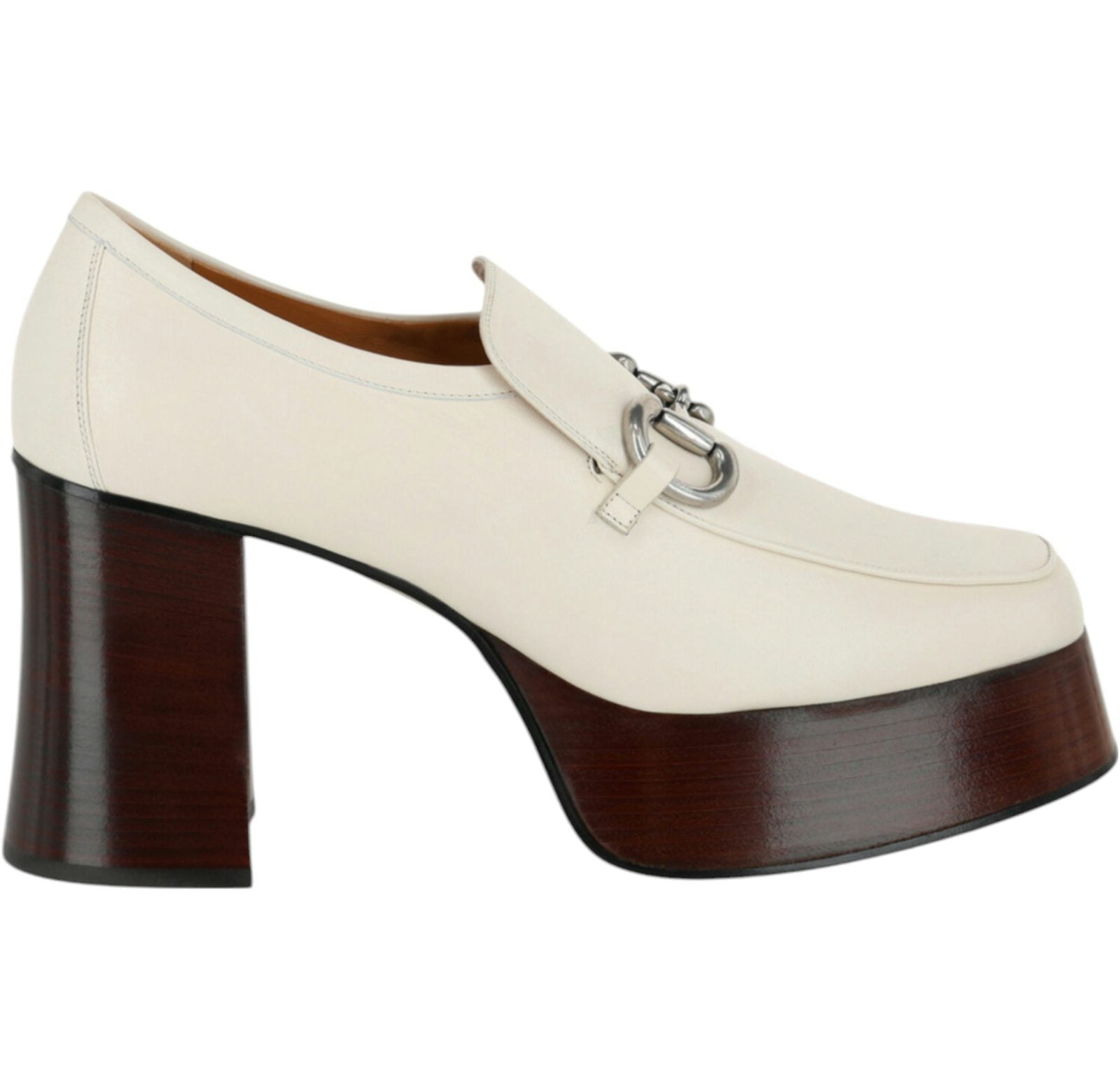 Gucci Horsebit Leather Platform Loafers Cream (Women's)