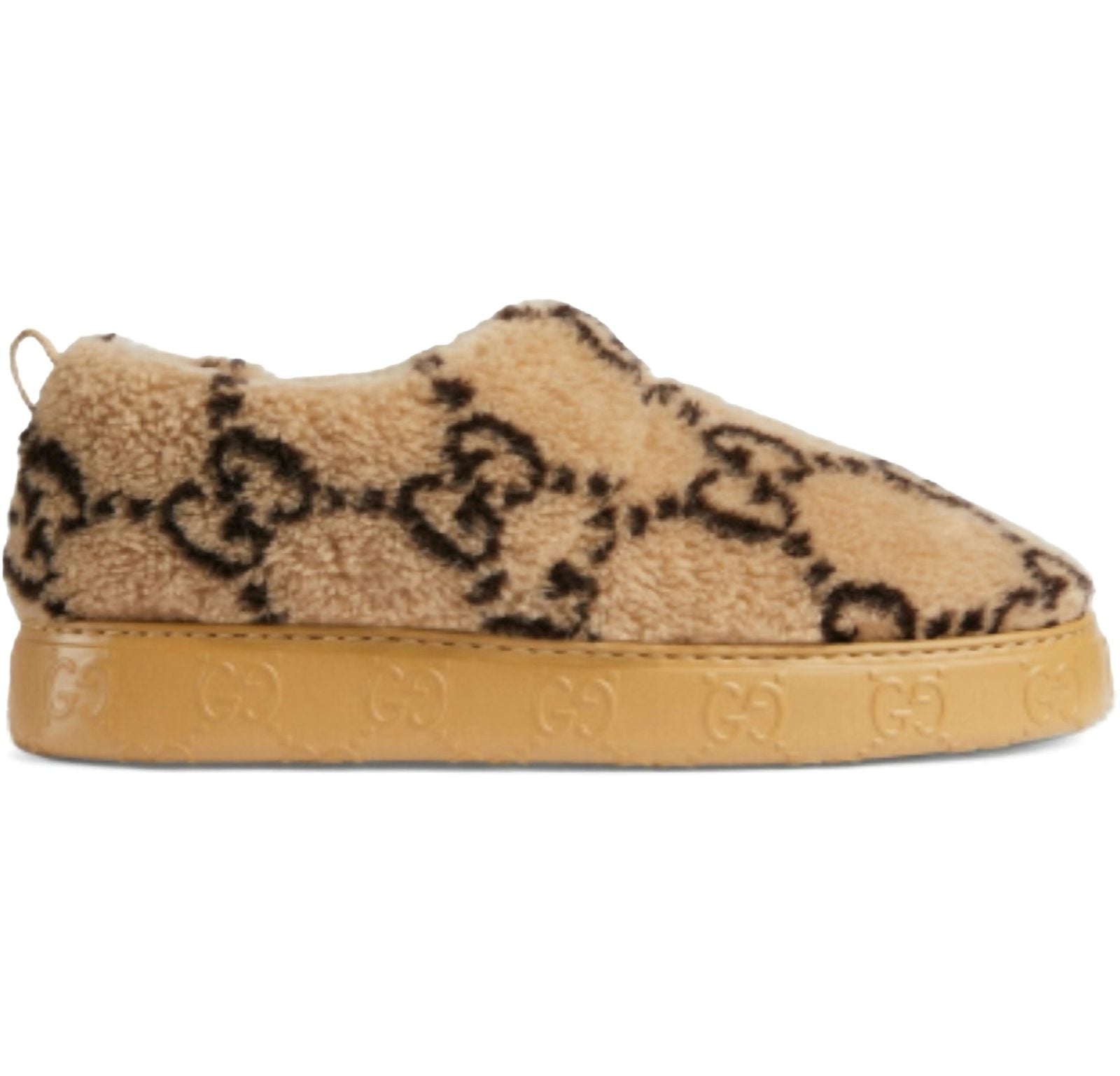 Gucci Interlocking G Embroidery Slipper Beige Ebony