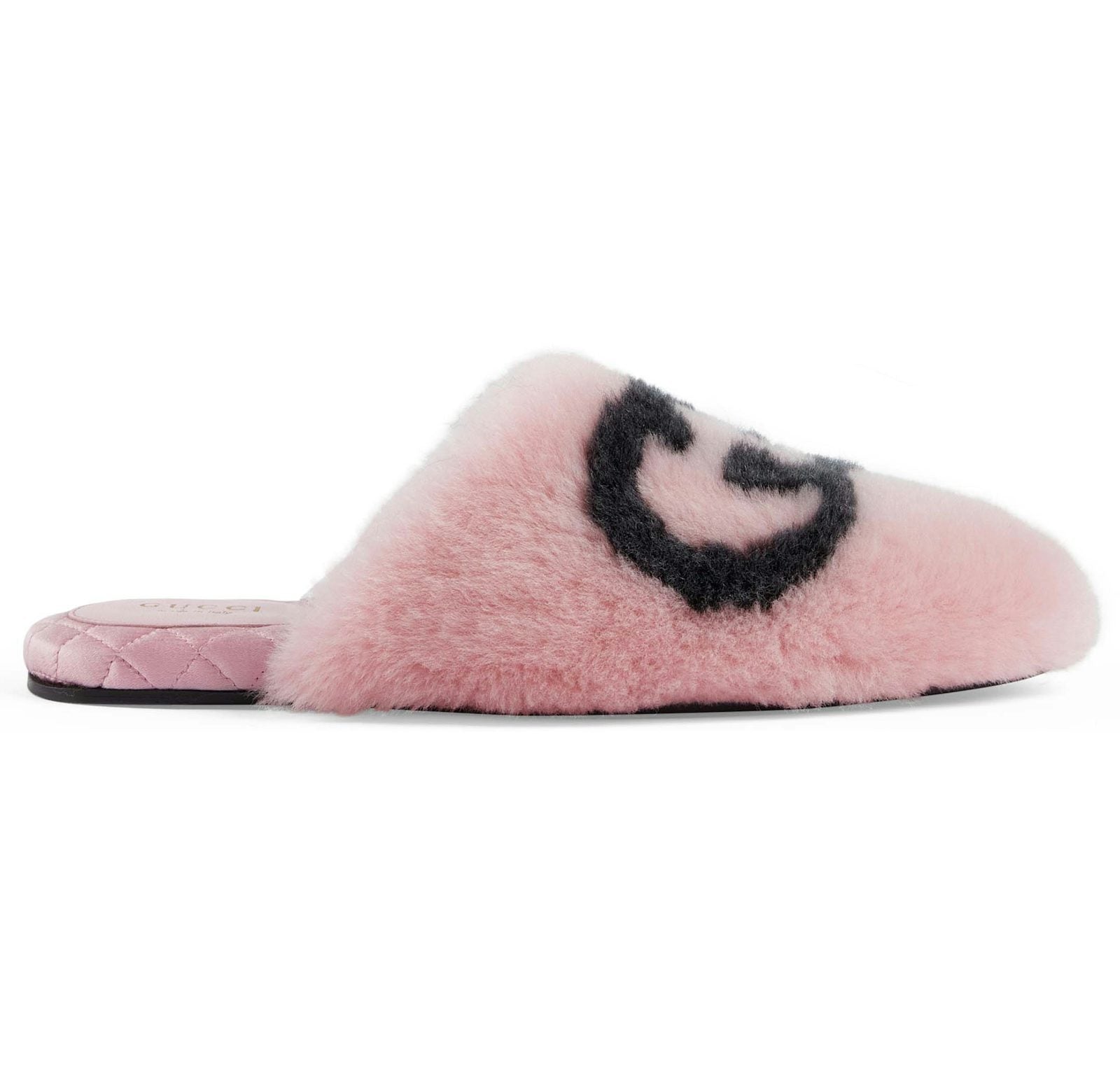 Gucci Interlocking G Faux-Fur Slippers Pink Black (Women's)