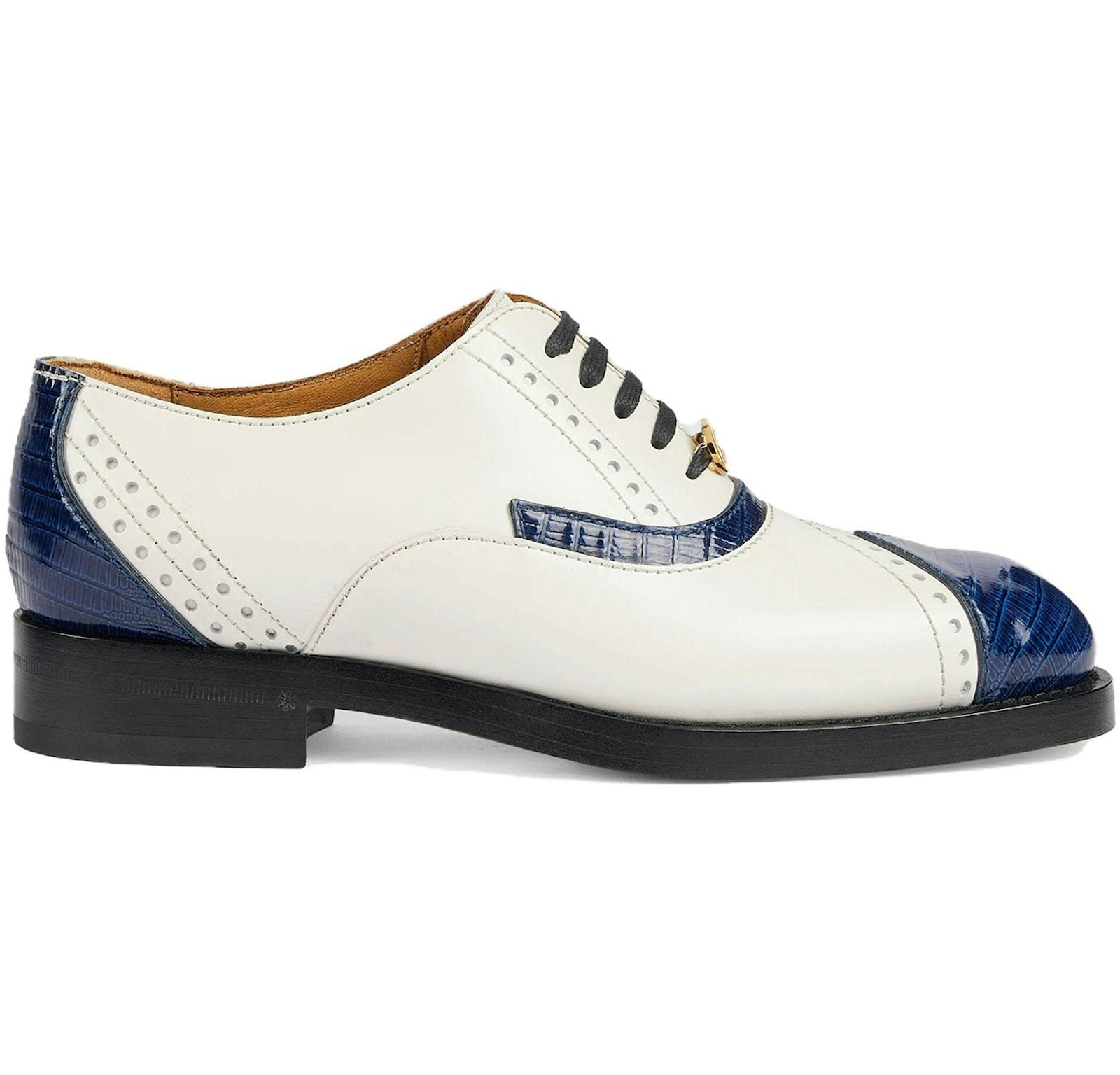 Gucci Leather Lace-up Shoes White Blue (Women's)