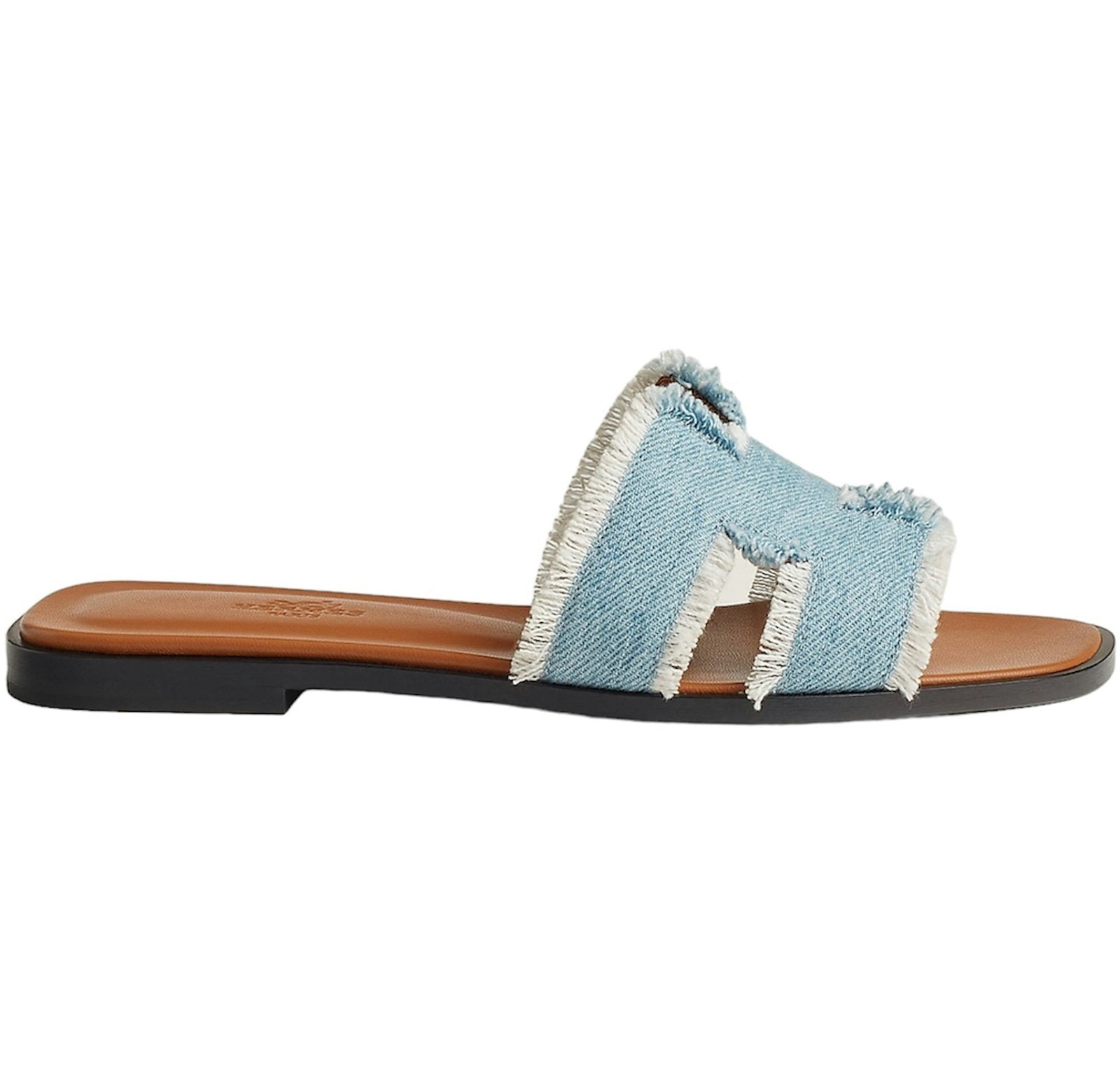 Hermes Oran Sandal Bleu Clair Fringed Denim (Women's)