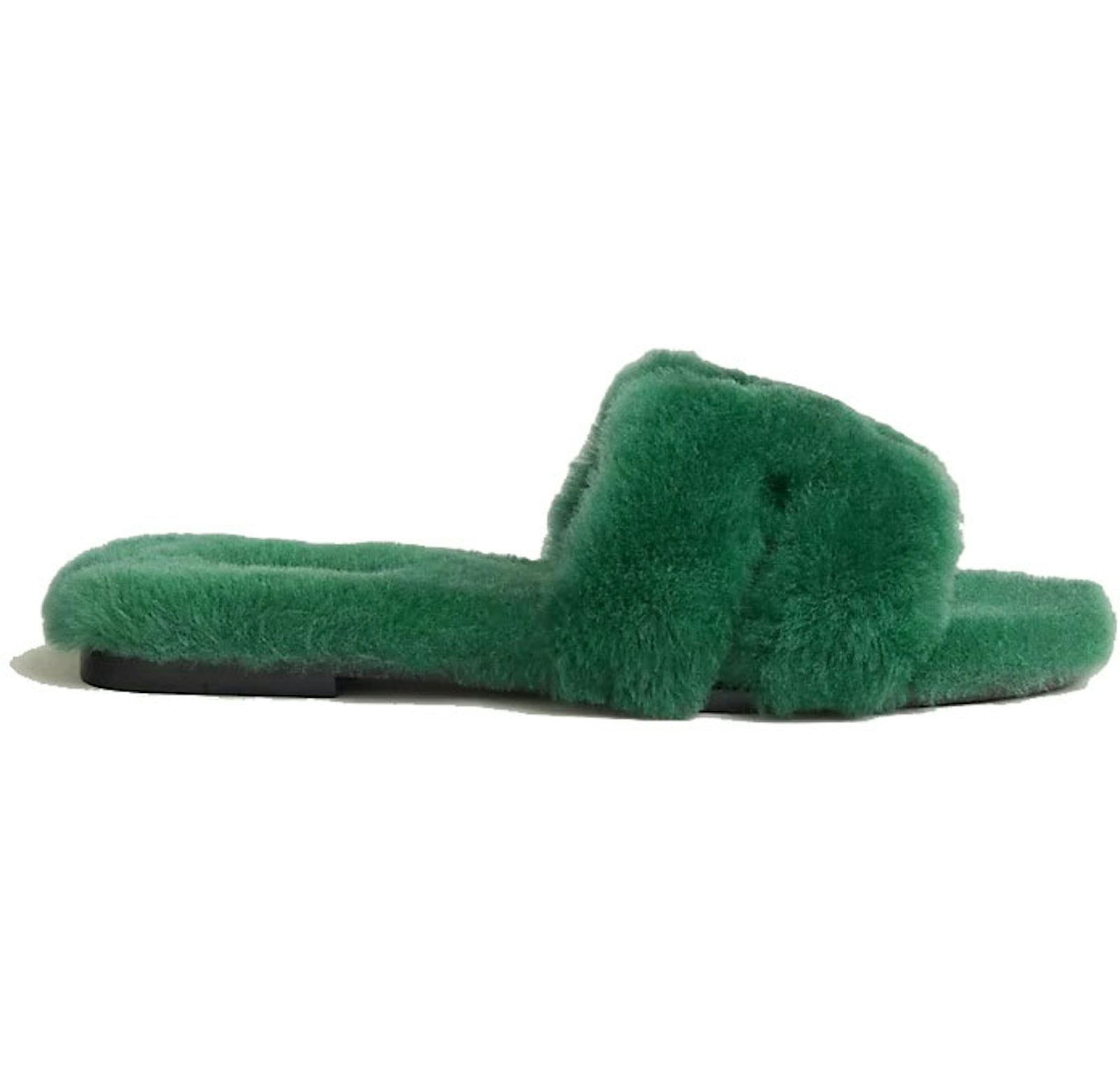 Hermes Oran Sandal Vert Anglais Sherling