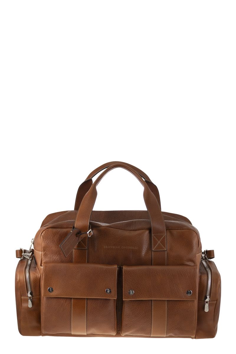 Brunello Cucinelli LEISURE BAG IN CALFSKIN WITH GRAIN