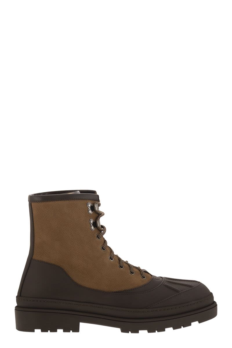 Brunello Cucinelli DUCK BOOT IN SUEDE AND RUBBERISED CALF LEATHER