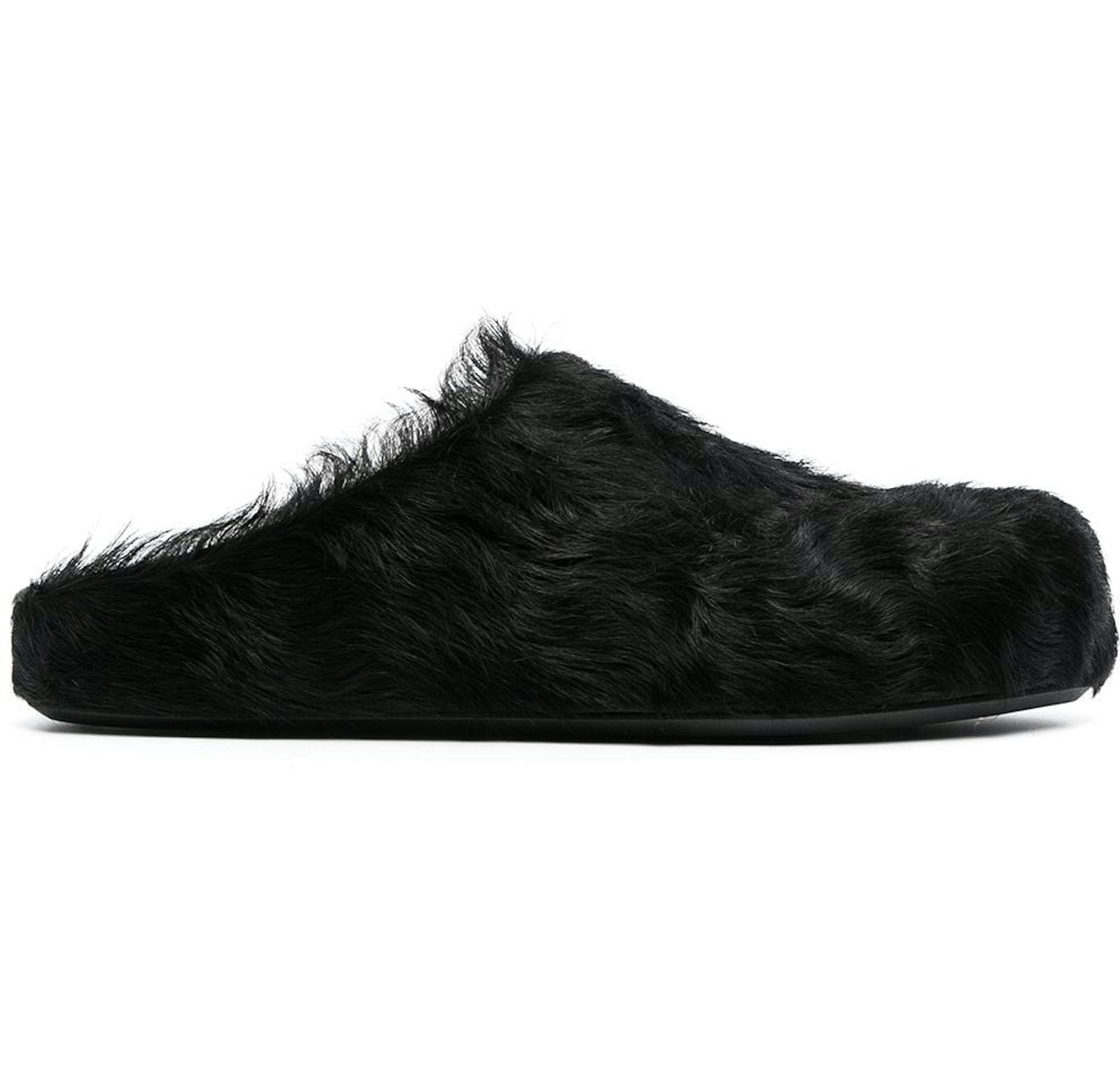 Marni Long Hair Calfskin Fussbett Sabot Mule Black (Women's)