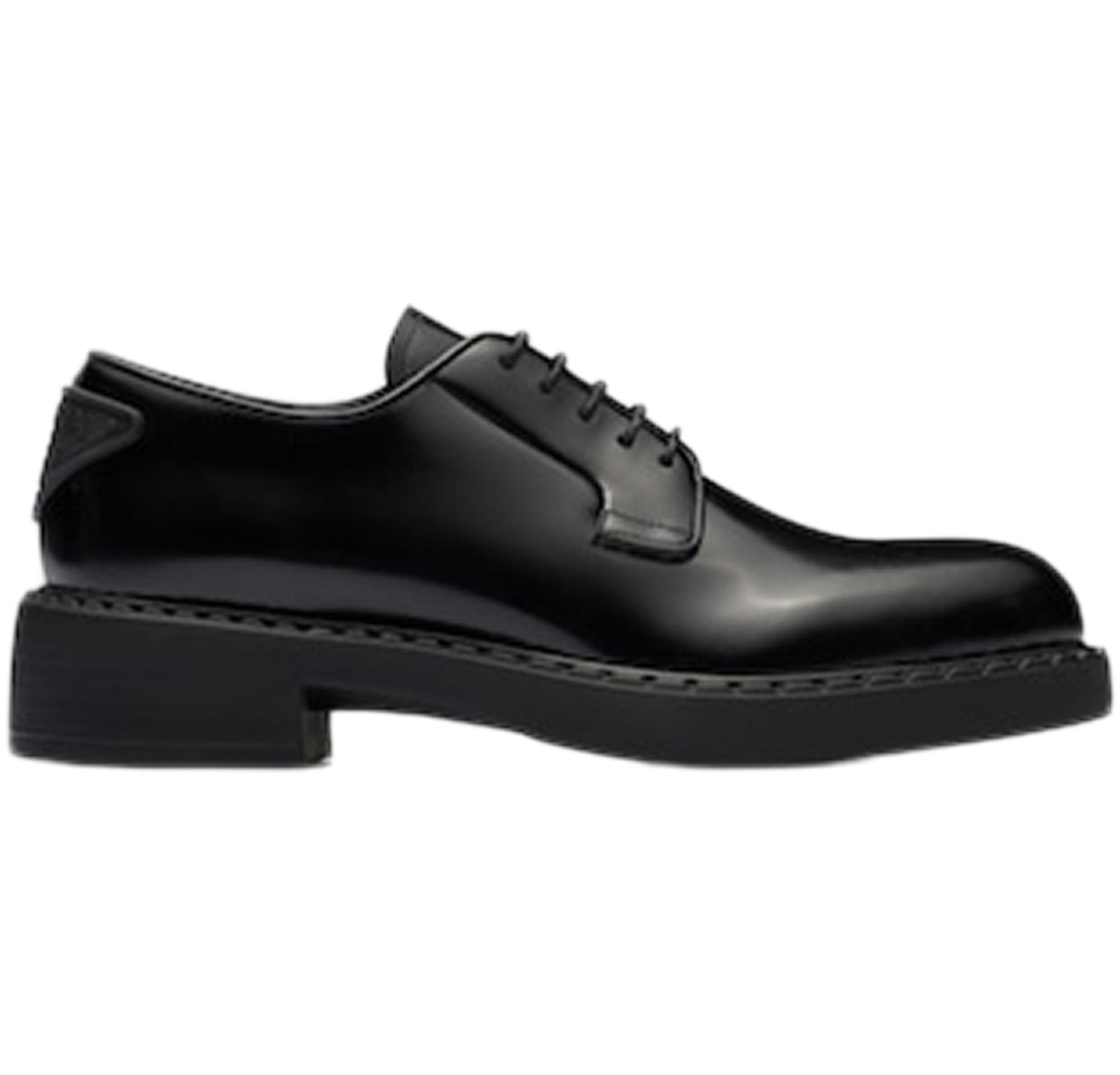 Prada Derby 50mm Shoes Black Brushed Leather