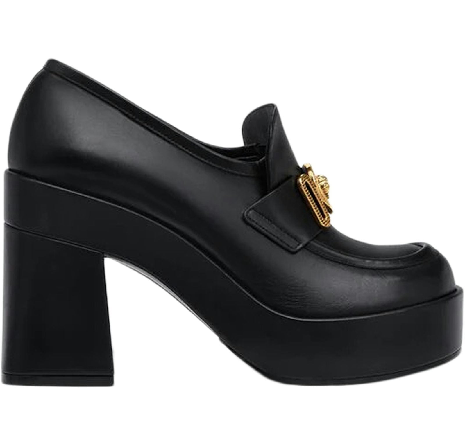 Versace Medusa Biggie 75mm Platform Loafers Black Leather