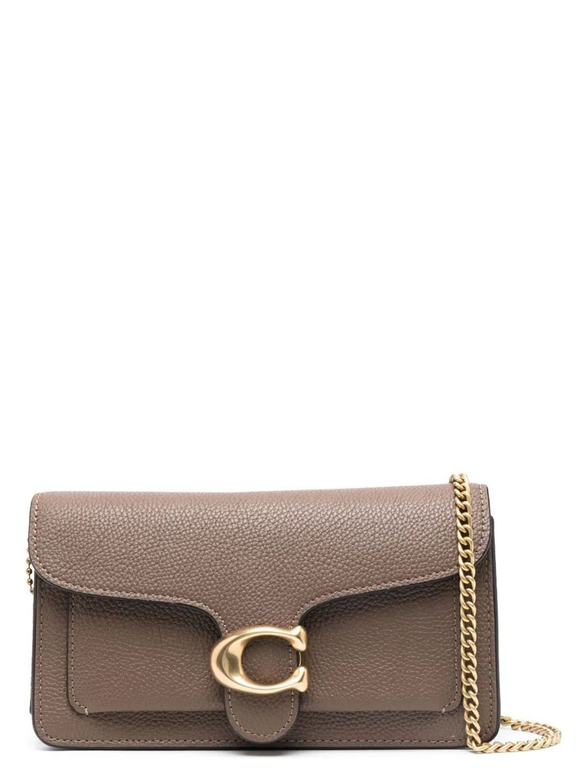 COACH POLISHED PEBBLE LEATHER TABBY CHAIN CLUT