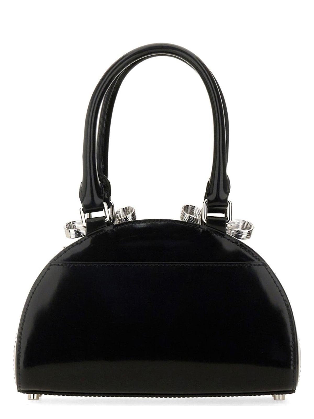 Self-Portrait BLACK LEATHER CURVED MINI TOTE BAG