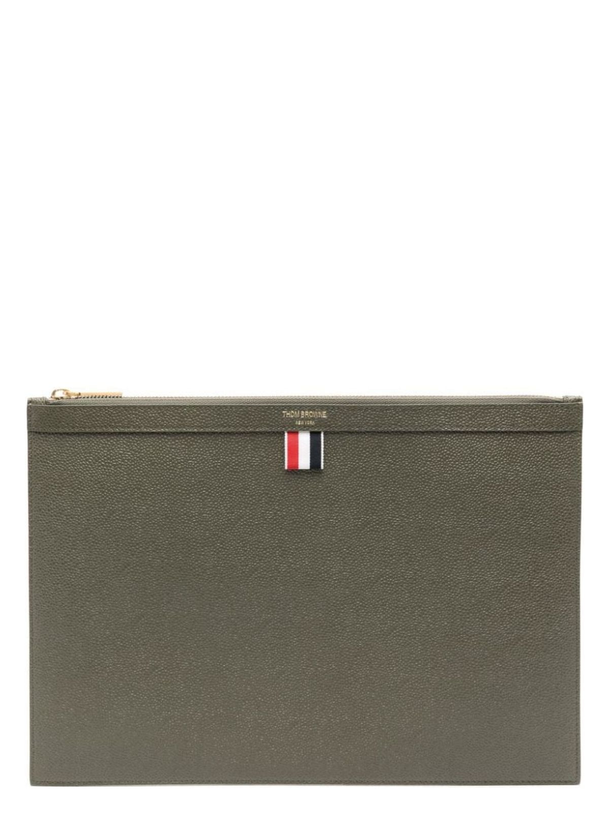 Thom Browne MEDIUM DOCUMENT HOLDER IN PEBBLE GRAIN LEATHER