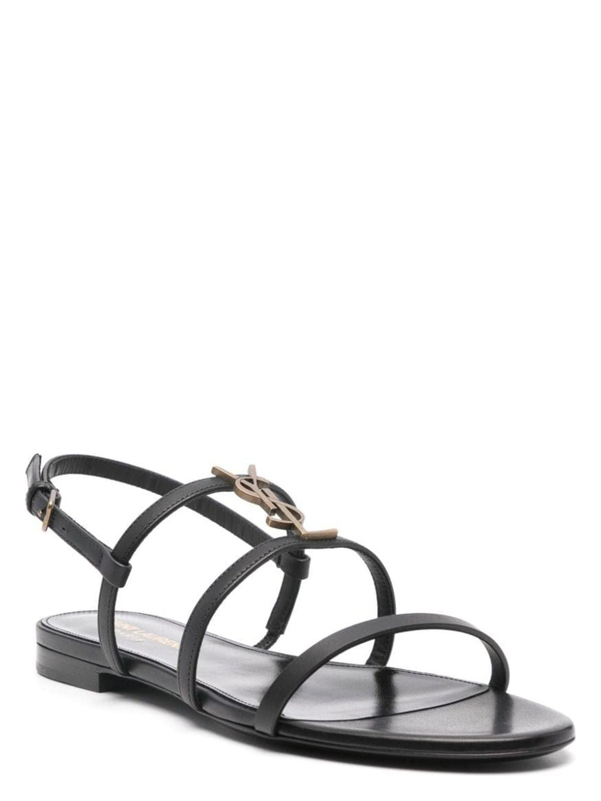 Saint Laurent NEW CASSANDRA BLACK FLAT SANDAL