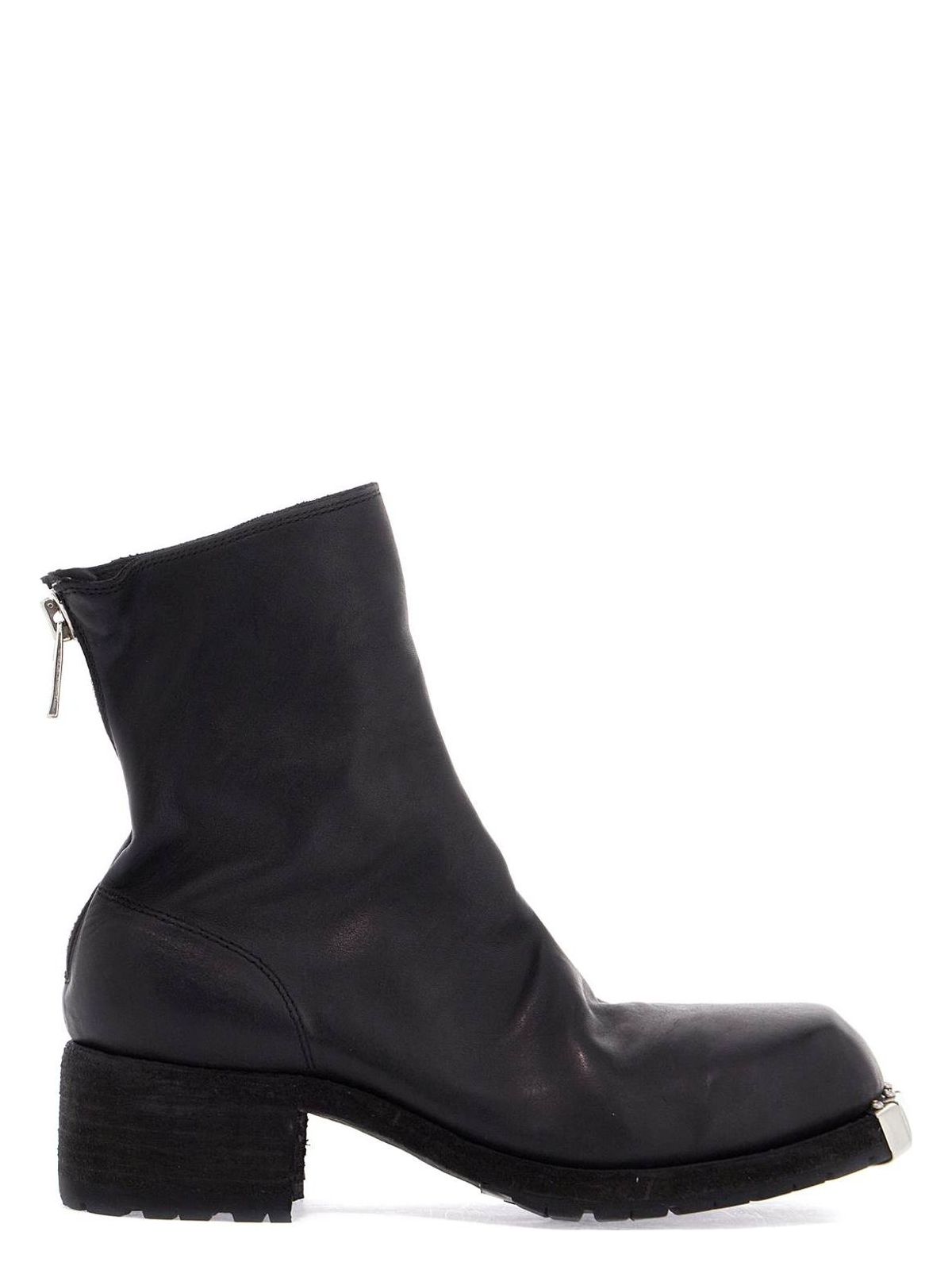 Guidi BLACK HORSE LEATHER BOOTS WITH SIDE ZIP AND METAL INSERT