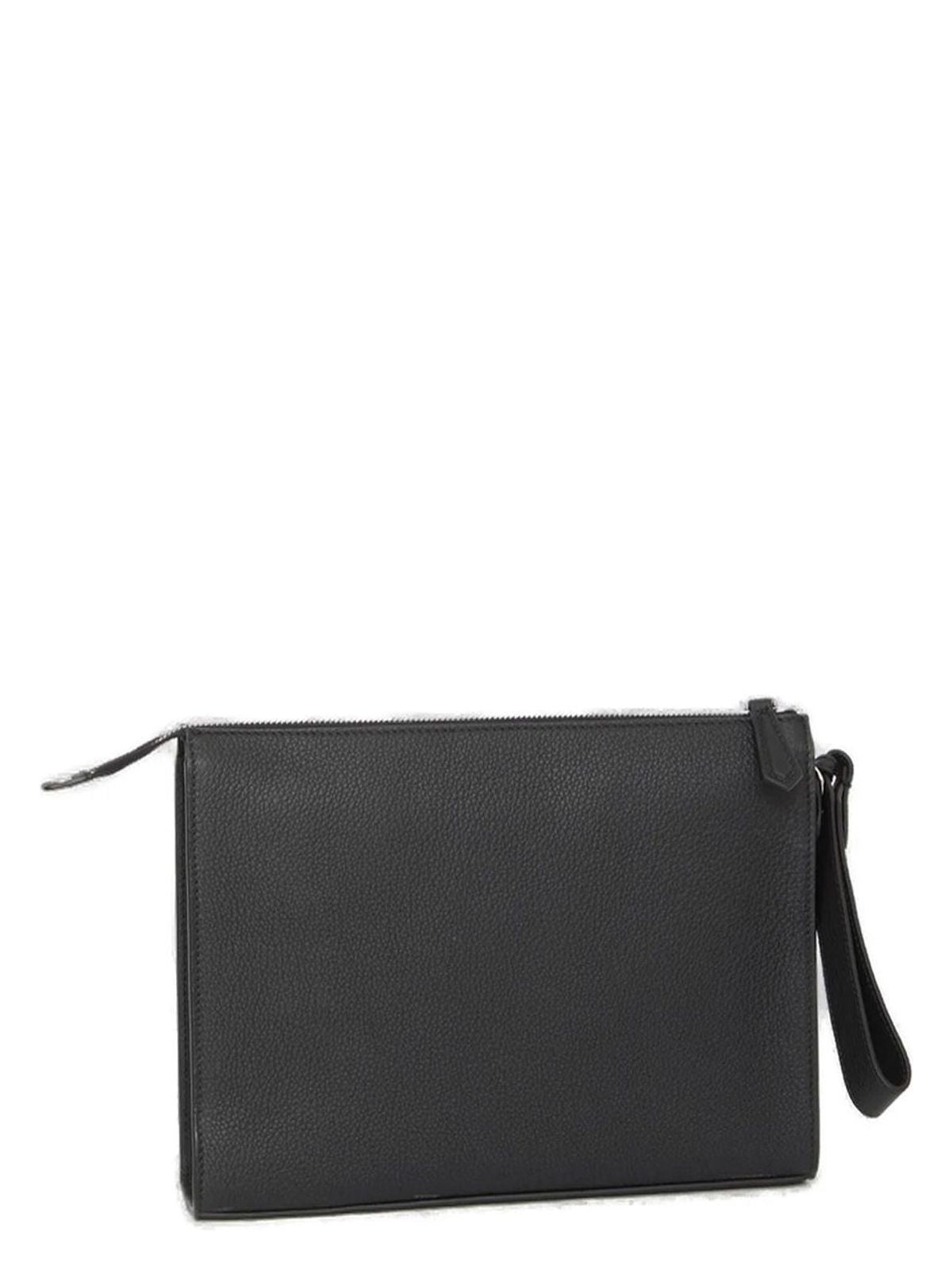 Fendi BLACK LEATHER CLUTCH WITH LOGO