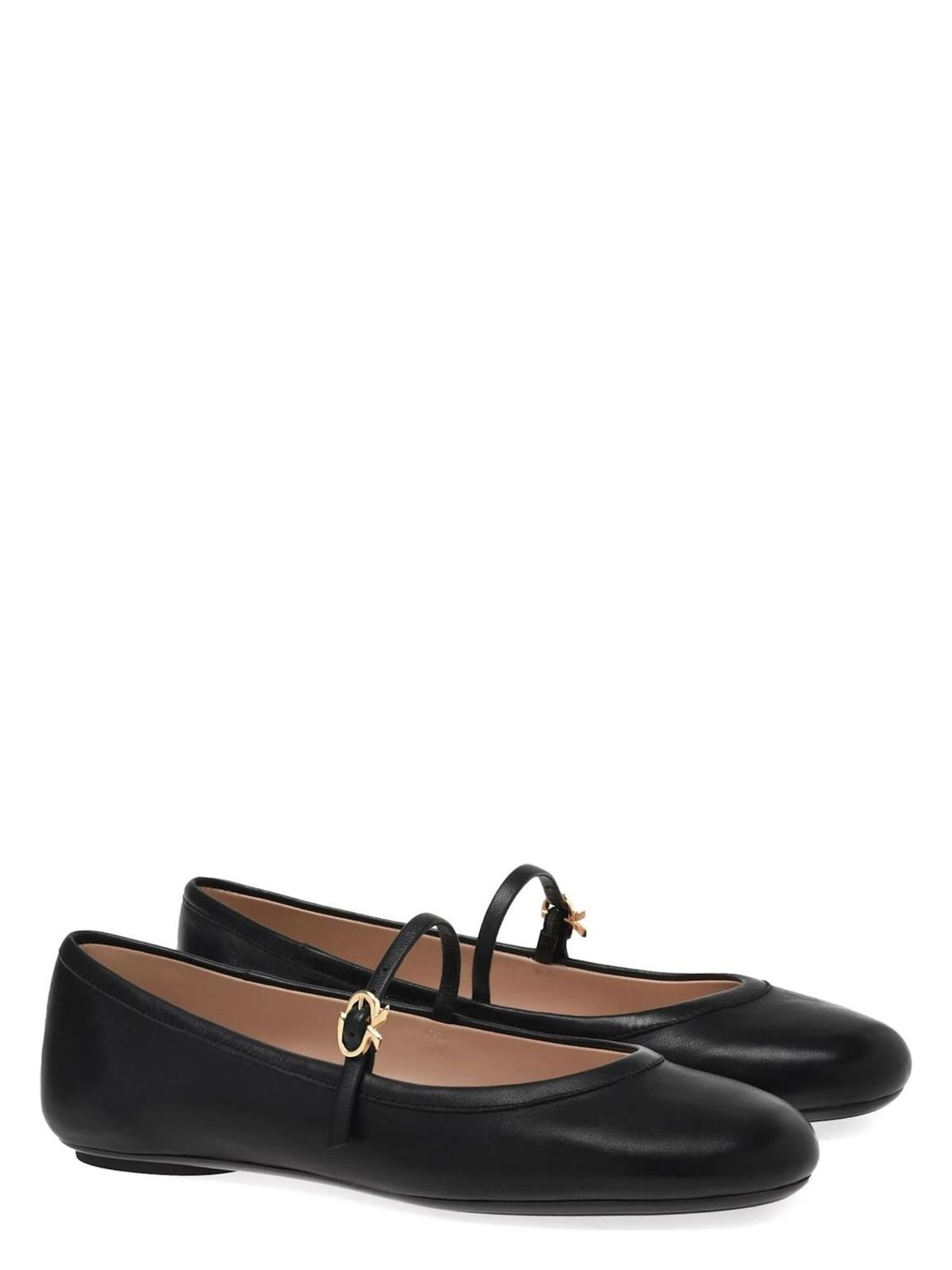 Gianvito Rossi FLAT ROUND-TOE BALLERINA IN BLACK SMOOTH LEATHER