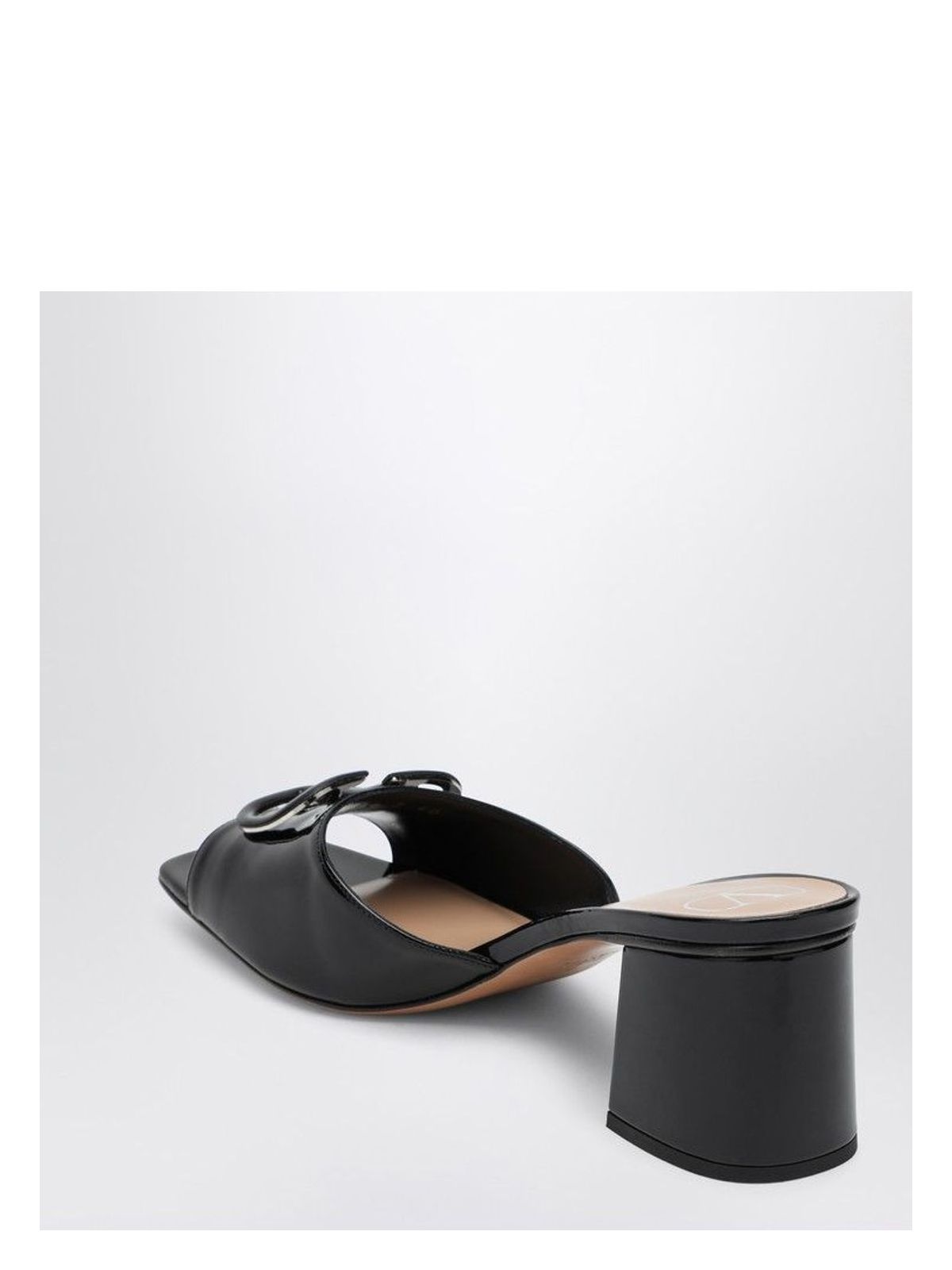 Valentino Garavani VLOGO SIGNATURE BLACK PATENT LEATHER SANDAL