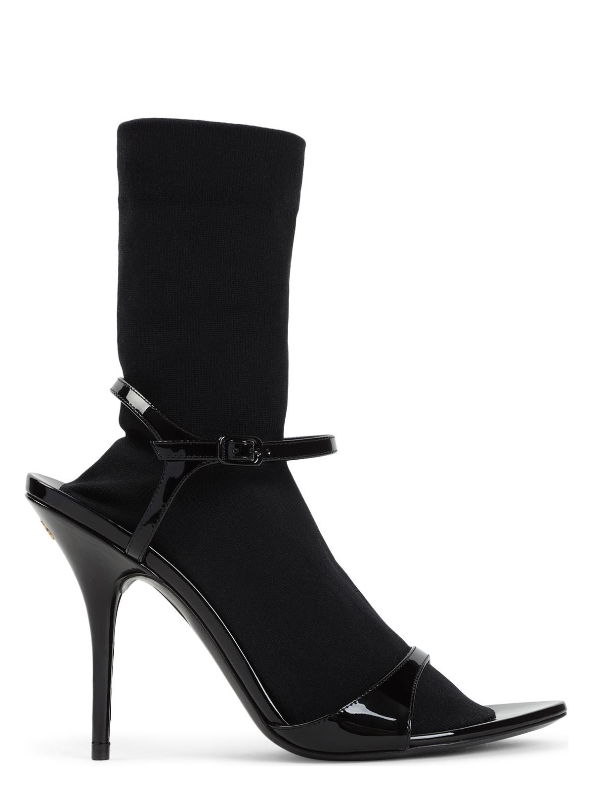 Balenciaga AVENUE SOCK BLACK SANDAL IN PATENT LEATHER AND MESH
