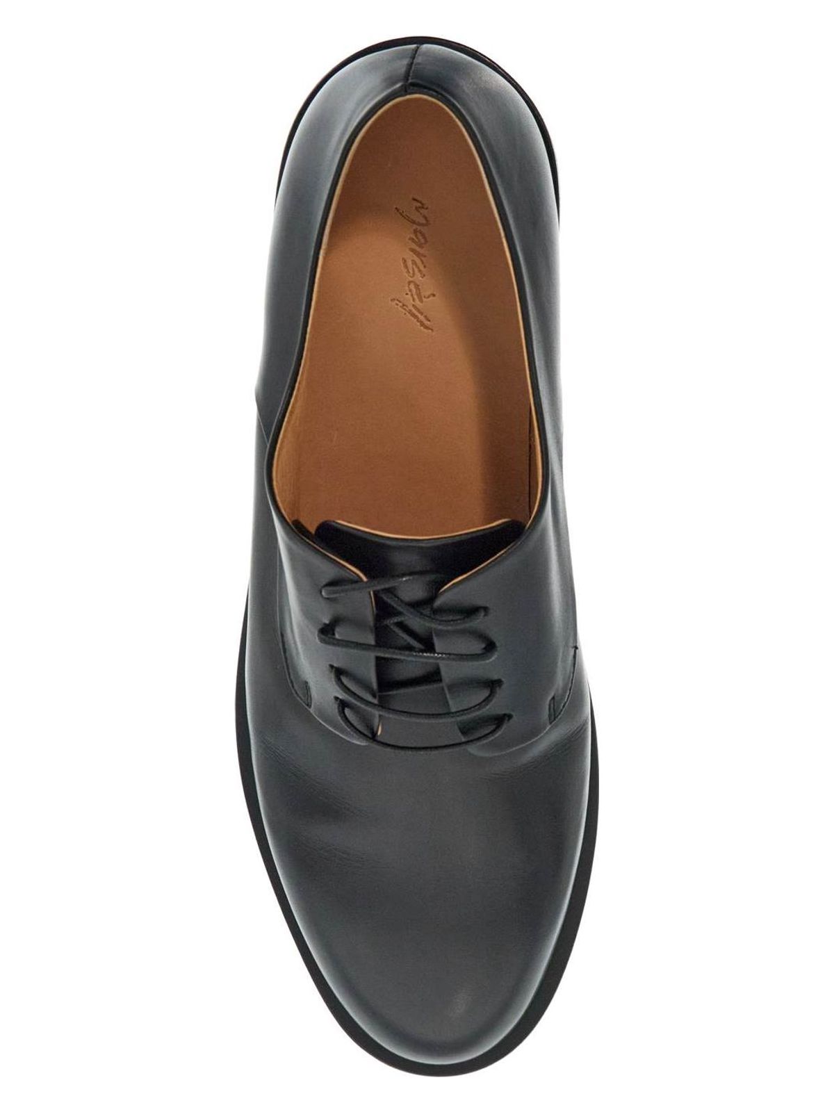 Marsell BLACK CALF LEATHER DERBY SHOES WITH GLOSSY FINISH