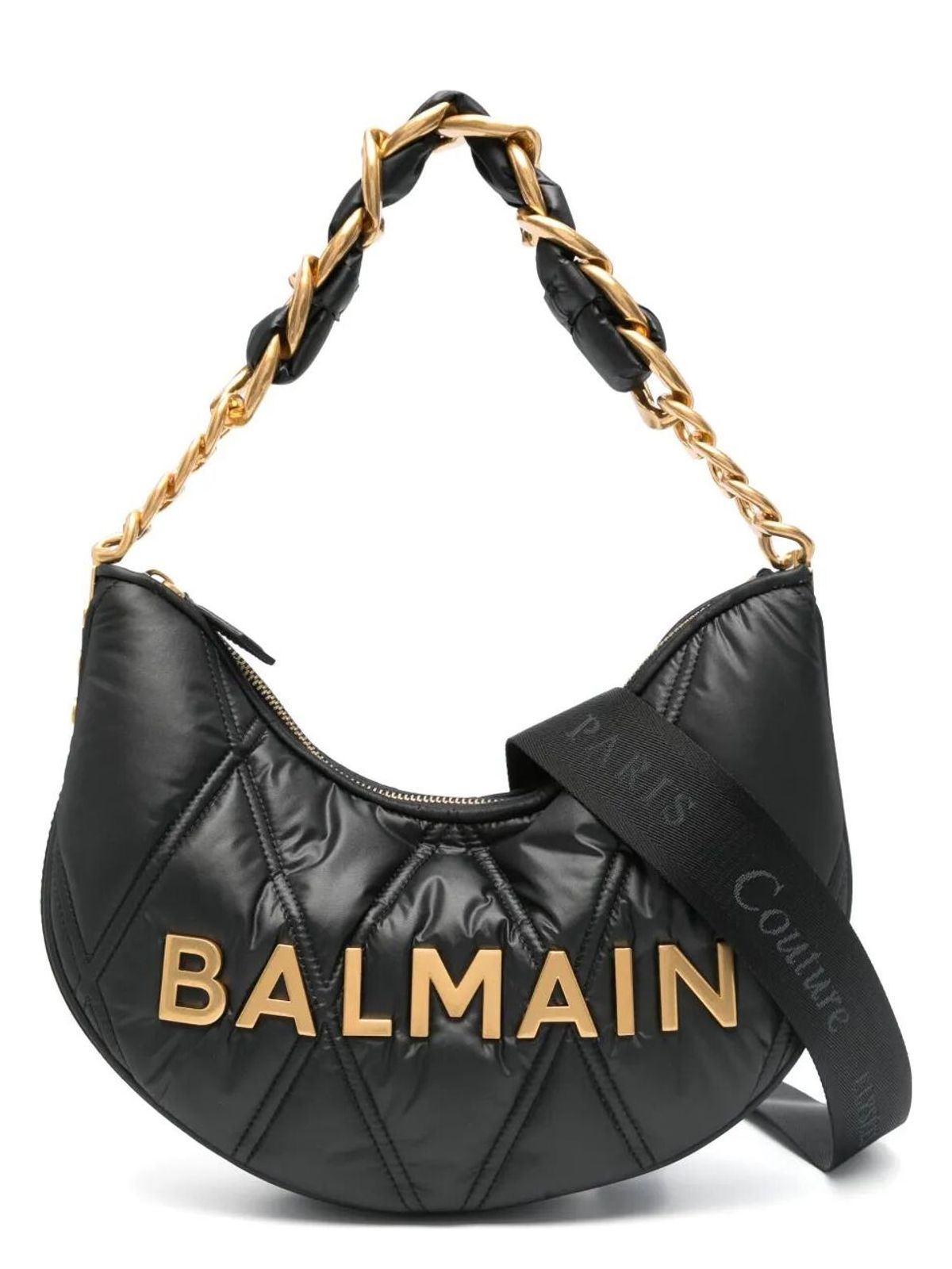 Balmain 1945 SOFT MOON BAG-GRID QUILTED NYLON