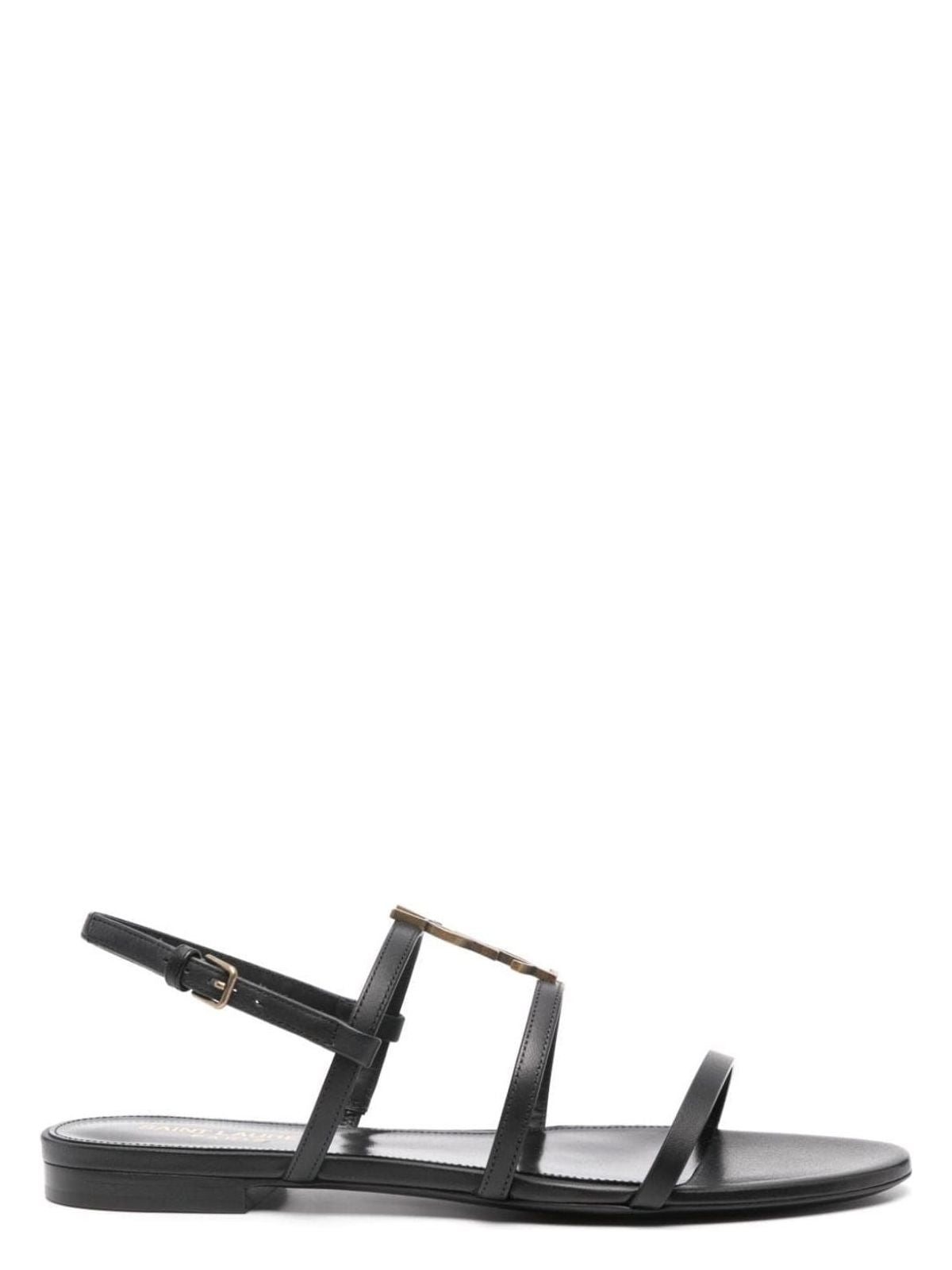 Saint Laurent BLACK FLAT SANDALS CASSANDRA