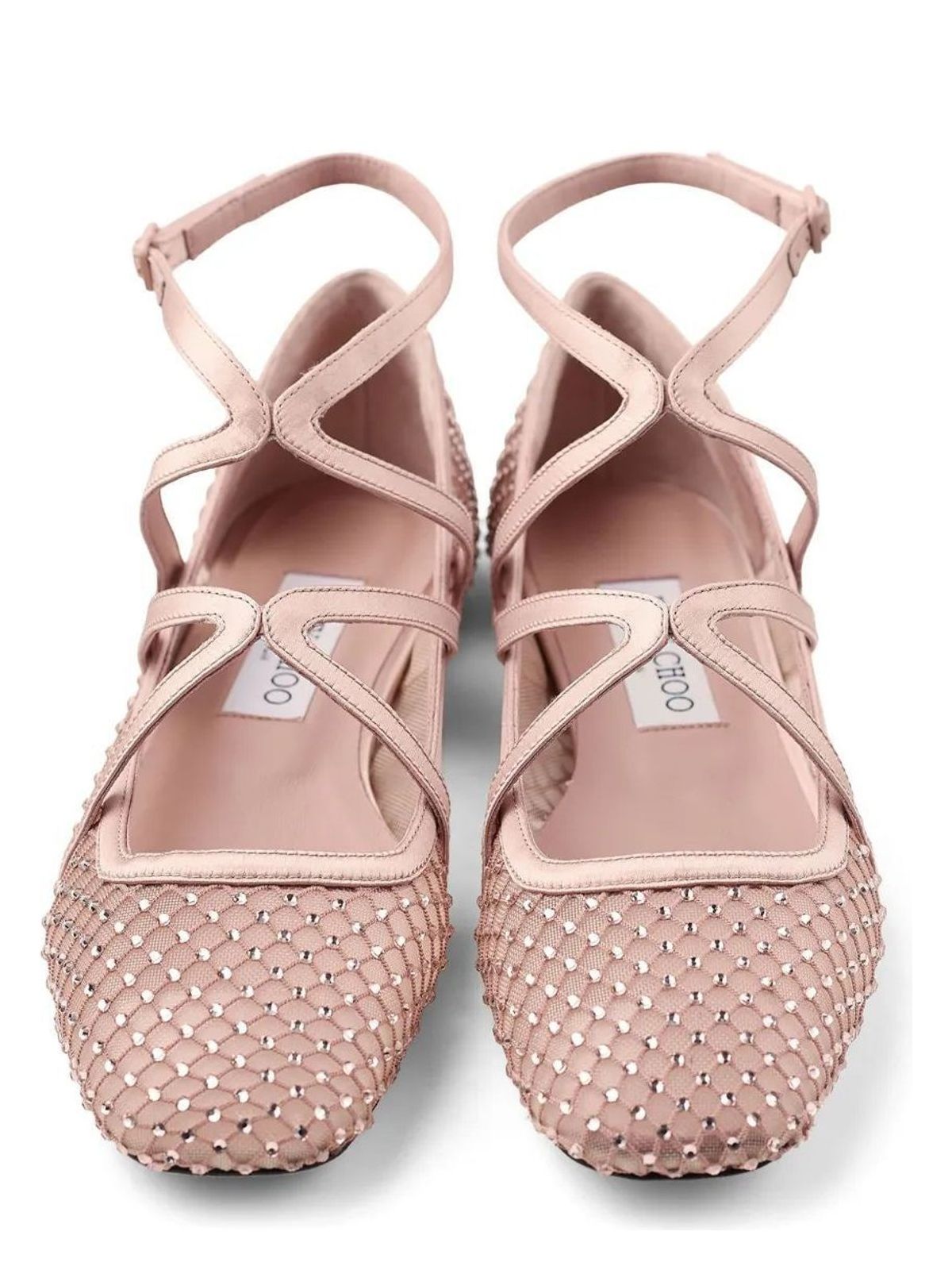 Jimmy Choo ASTORIA CRYSTAL NUDE GRID BALLERINA
