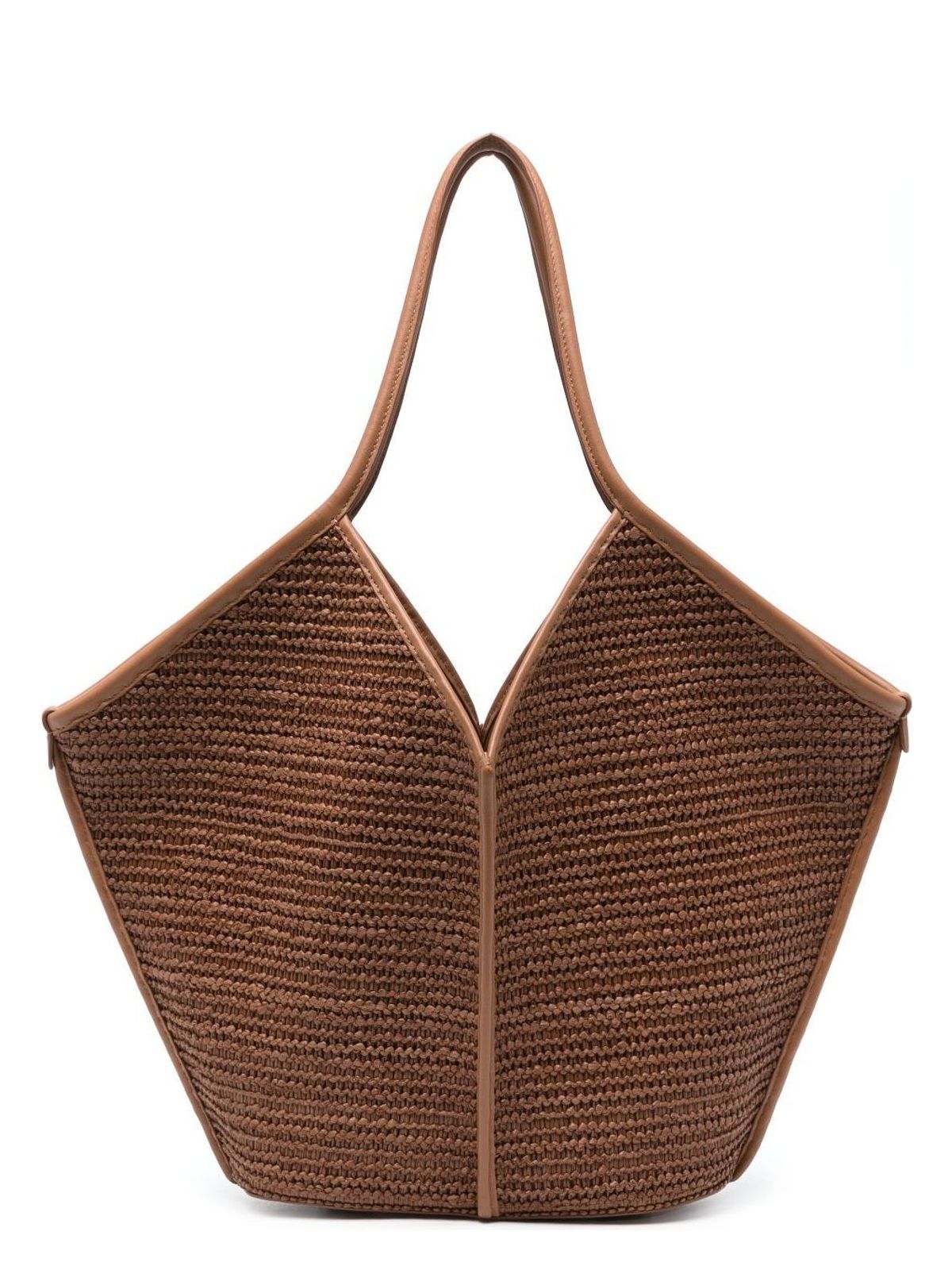 Hereu CALELLA LEATHER TRIMMED RAFFIA TOTE BAG