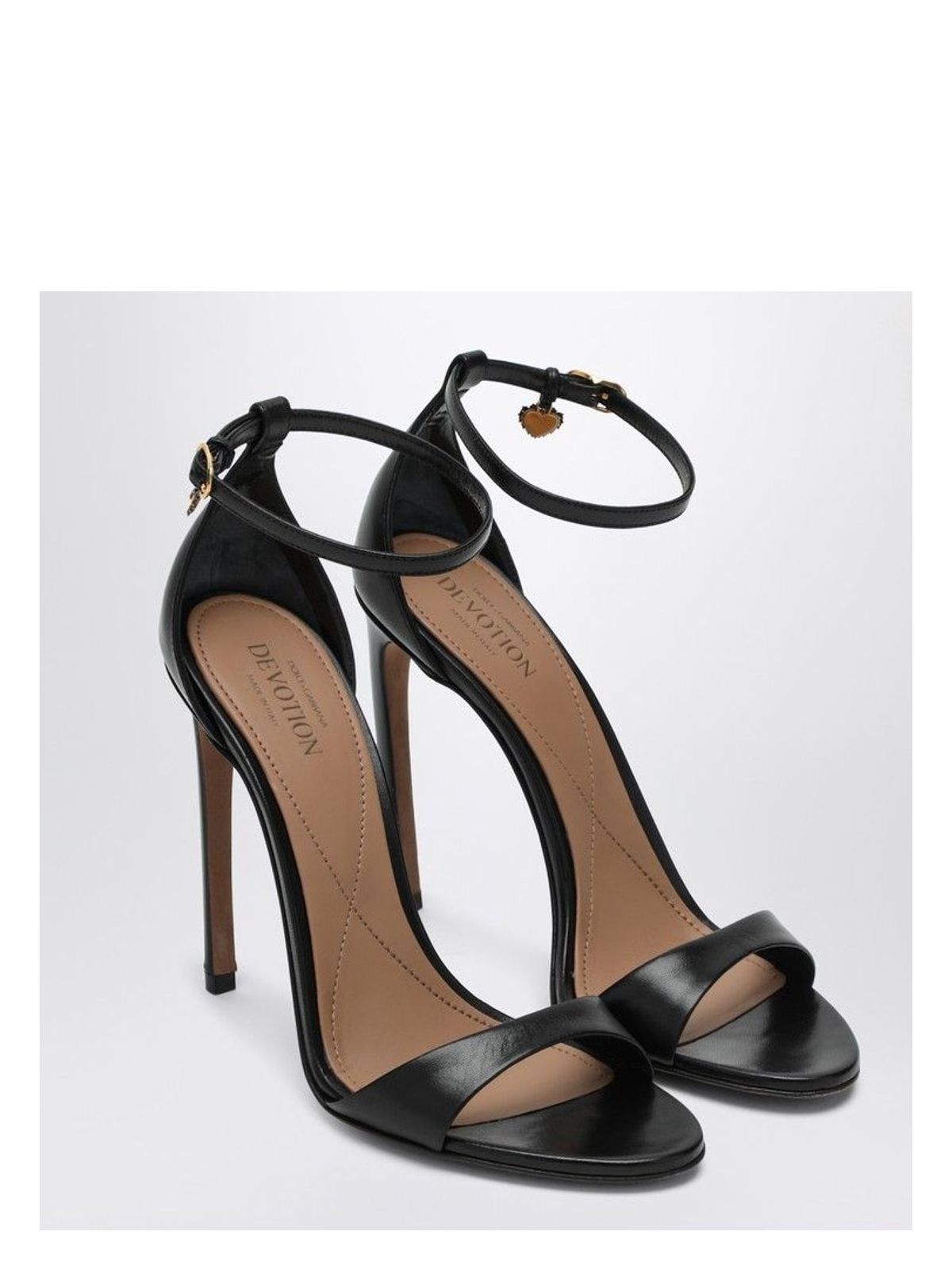 Dolce & Gabbana BLACK PATENT LEATHER DEVOTION SANDALS