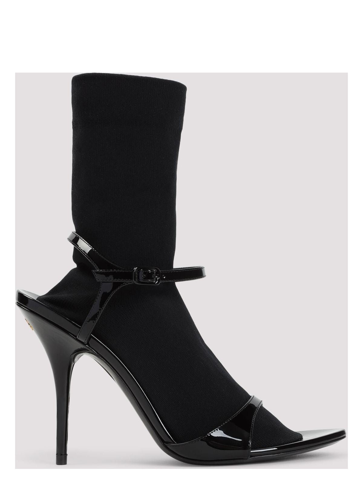 Balenciaga AVENUE SOCK BLACK SANDAL IN PATENT LEATHER AND MESH