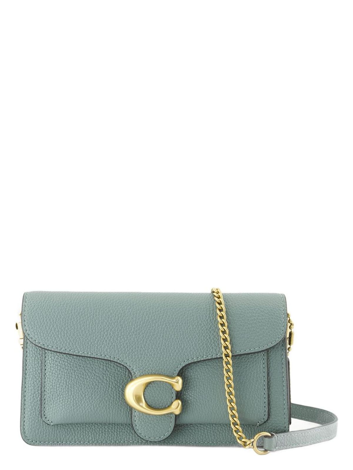 COACH POLISHED PEBBLE LEATHER TABBY CHAIN CLUT