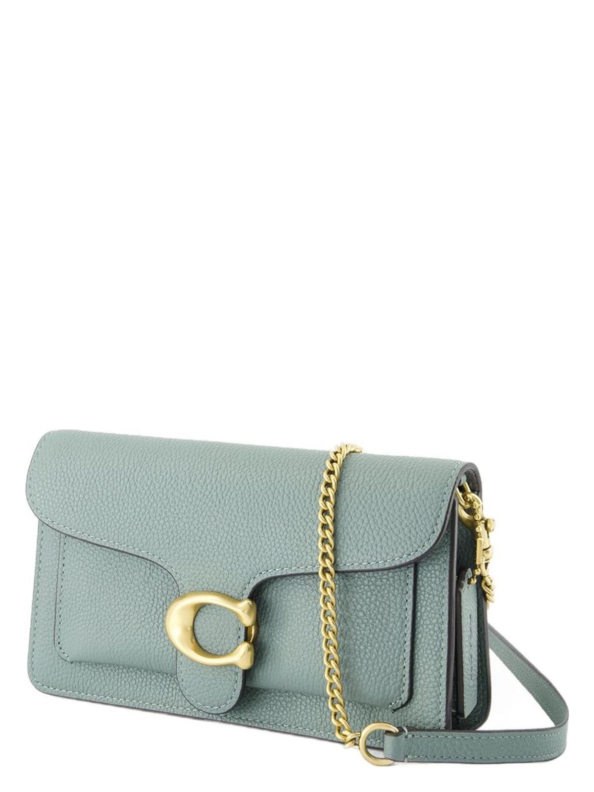 COACH POLISHED PEBBLE LEATHER TABBY CHAIN CLUT