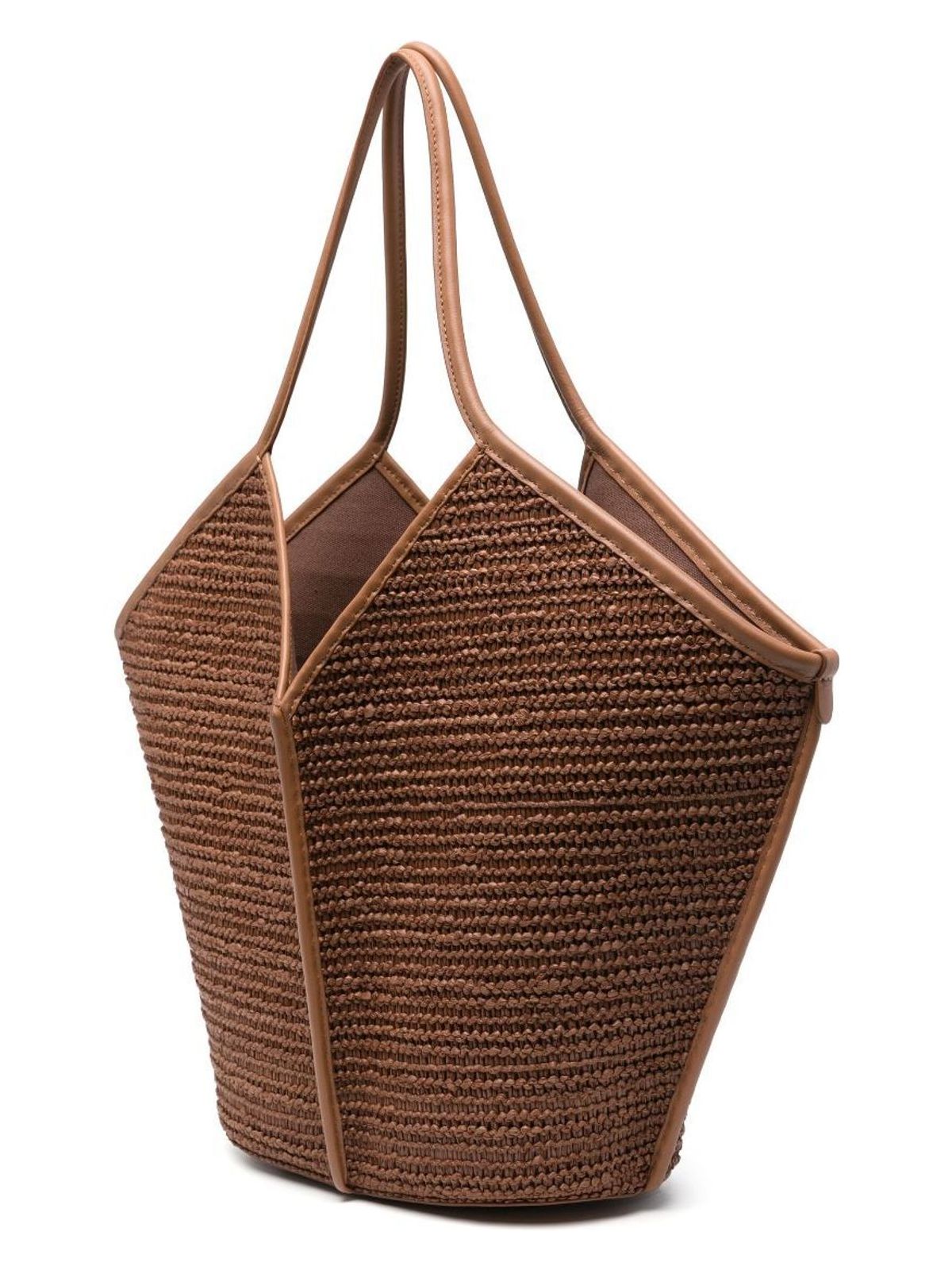 Hereu CALELLA LEATHER TRIMMED RAFFIA TOTE BAG